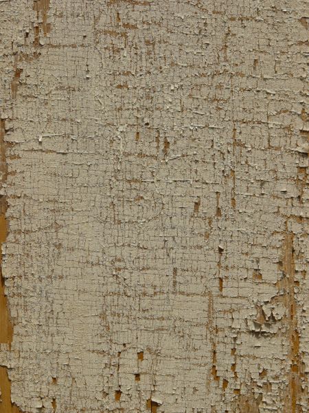 White wood texture with severe scratching covering the entire surface, and areas of brown wood visible around the edges.